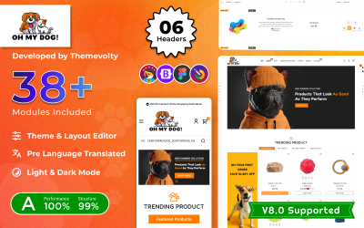 Oh My Dog - Loja de Animais - Pet Care PrestaShop 8.0 Responsive Mega Template