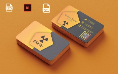 Szablon kreatywnej wizytówki w kolorze pomarańczowym i szarym - Wizytówka