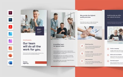 Modèle de brochure à trois volets pour agence de conseil
