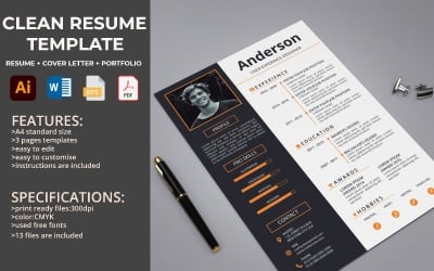Professional &amp;amp; Clean Resume CV Template Design