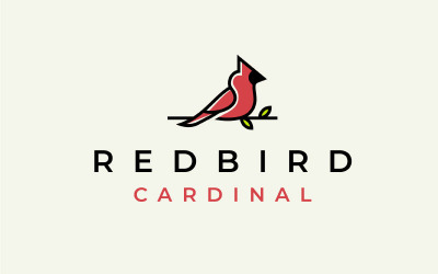 Cardinal Bird Logo Design Vector Template