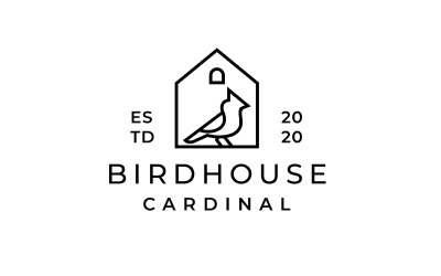 Cardinal Bird With House Logo Design Vector Template