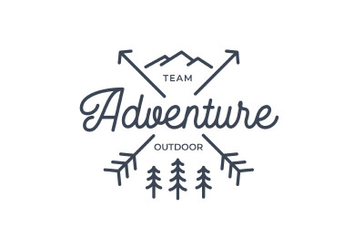 Crossed Arrows With Mountain And Pine Tree Minimalist Hipster Logo Design Vector Template