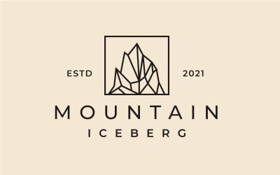 Iceberg hipster vintage, design del logo del picco di montagna