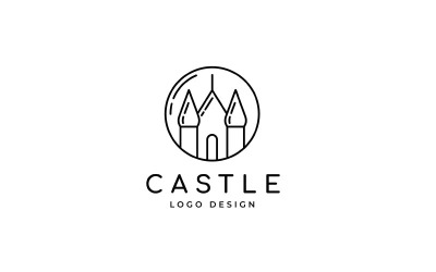 Inspiração de design de logotipo de arte de linha de castelo minimalista simples