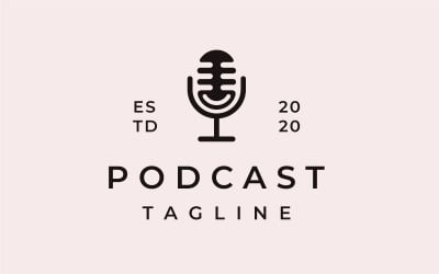 Mikrofon och leende, Podcast Comedy Logo Design Inspiration