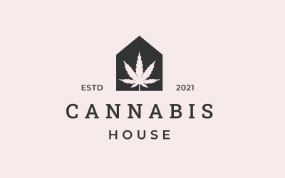 Modèle vectoriel de conception de logo de maison de cannabis rétro