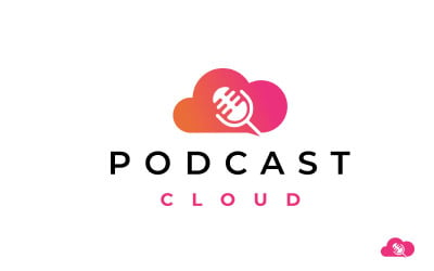Podcast Cloud Logo, Cloud Computing com Mic Logo Design Inspiração