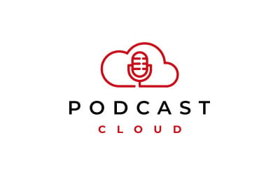 Podcast Cloud Logo, Cloud Computing com Mic Logo Design