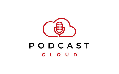Podcast Cloud Logotyp, Cloud Computing Med Mic Logo Design