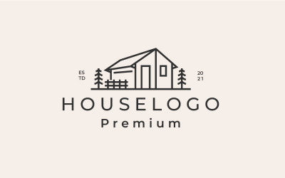 Retro Line Art Inspiración de diseño de logotipo de casa simple