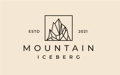 Vintage-Hipster-Eisberg, Berggipfel-Logo-Design