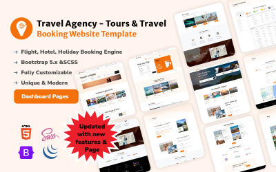 Agenzia di viaggi - Modello di sito Web di prenotazione di tour e viaggi