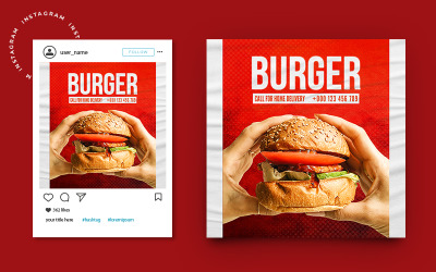 Burger Food Sosyal Medya Instagram Post Banner Şablonu