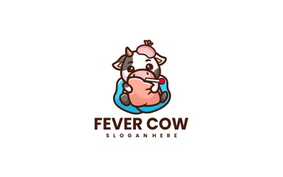 Estilo de logotipo de desenho animado de vaca com febre