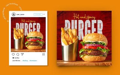 Eten Burger Promotie Social Media Post Banner Sjabloon
