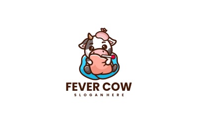 Fieber-Kuh-Cartoon-Logo-Stil