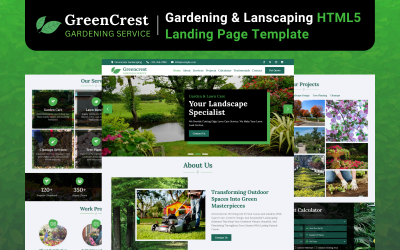 Greencrest - Gardening and Landscaping HTML5 Landing Page Template