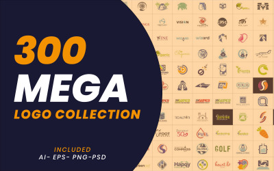 300 minimális logós csomag vektorsablon