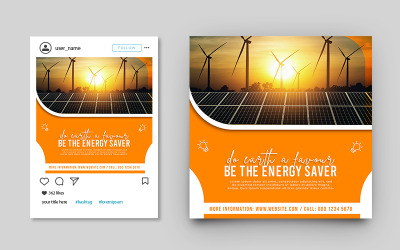 Modello di banner per post sui social media per la promozione della vendita di energia solare