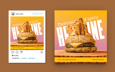 Restaurang Snabbmat Burger Promotion Instagram Post Social Media Banner Mall