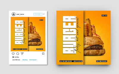 Speciális élelmiszer-hamburger promóciós közösségi média szalaghirdetés-sablon