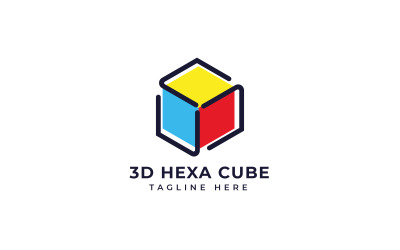 3D Altıgen Küp Logo Tasarım Şablonu