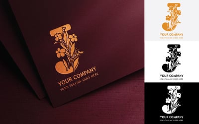 Floral Letter J Embroidery Logo Design-Brand Identity