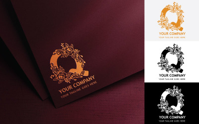 Floral Letter Q Embroidery Logo Design-Brand Identity