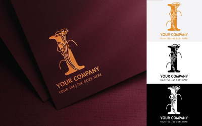 Lettera floreale I ricamo Logo Design-Brand Identity
