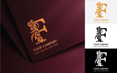 Lettre florale F Broderie Logo Design-Identité de marque