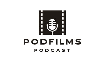 Negatyw z mikrofonem do inspiracji do projektowania logo podcastów filmowych lub kinowych