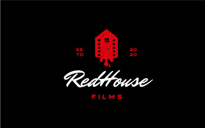 Vintage retro rusztikus házfilm film vagy mozi logó tervezési inspiráció