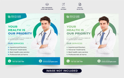 Healthcare social media post vector