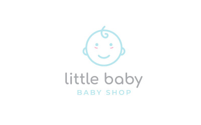 Lindo bebé feliz niño pequeño bebés plantilla de logotipo