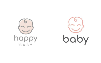 Modèle de conception de logo mignon bébé heureux tout-petits bébés