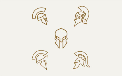 Retro Line Art Spartan Sparta Logo, Spartan Helmet Logo Design Inspiration