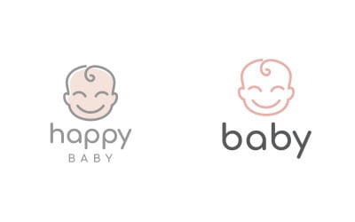 Şirin Mutlu Bebek Yürüyor Bebekler Logo Tasarım Şablonu