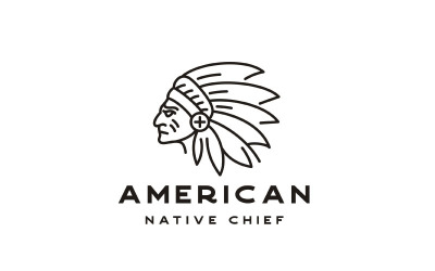 Szablon projektu logo monoline American Native Chief Headdress