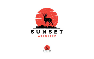 Vector design de logotipo de silhueta de chifre de veado rústico vintage