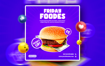 Banner de anúncios promocionais de mídia social de fast food