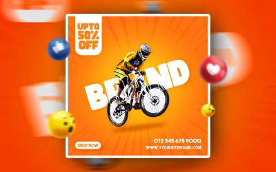 Banner de anúncios promocionais de mídia social de loja de bicicletas