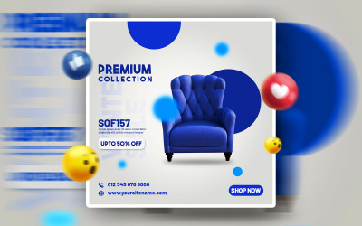Banner de anuncios promocionales de redes sociales de muebles premium