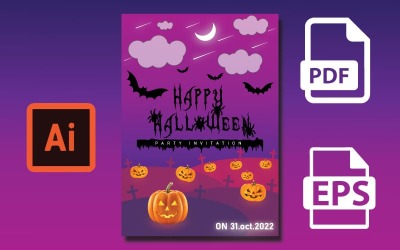 Folheto de convite para festa de Halloween - Folheto de Halloween