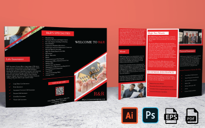 Kreatywny szablon broszury w kolorze czerwonym i czarnym — broszura składana na trzy części
