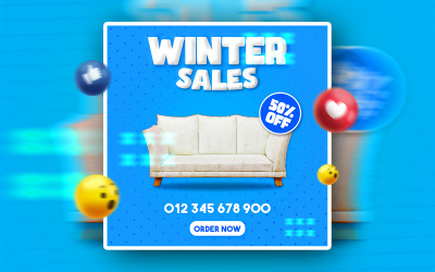 Téli értékesítés közösségi média promóciós hirdetések Banner