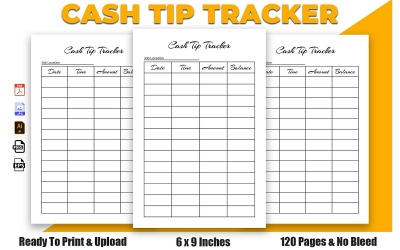 Cash Tip Tracker Design d&amp;#39;intérieur KDP