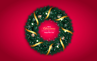 Corona De Navidad Con Cinta Lujosa Corona Verde Y Bola De Navidad