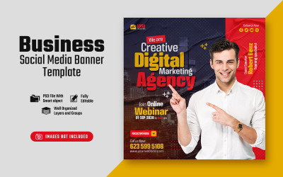 Creative Digital Marketing Agency Business Sociální Media Post Banner šablona