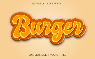 Design de efeito de texto editável com palavra hambúrguer